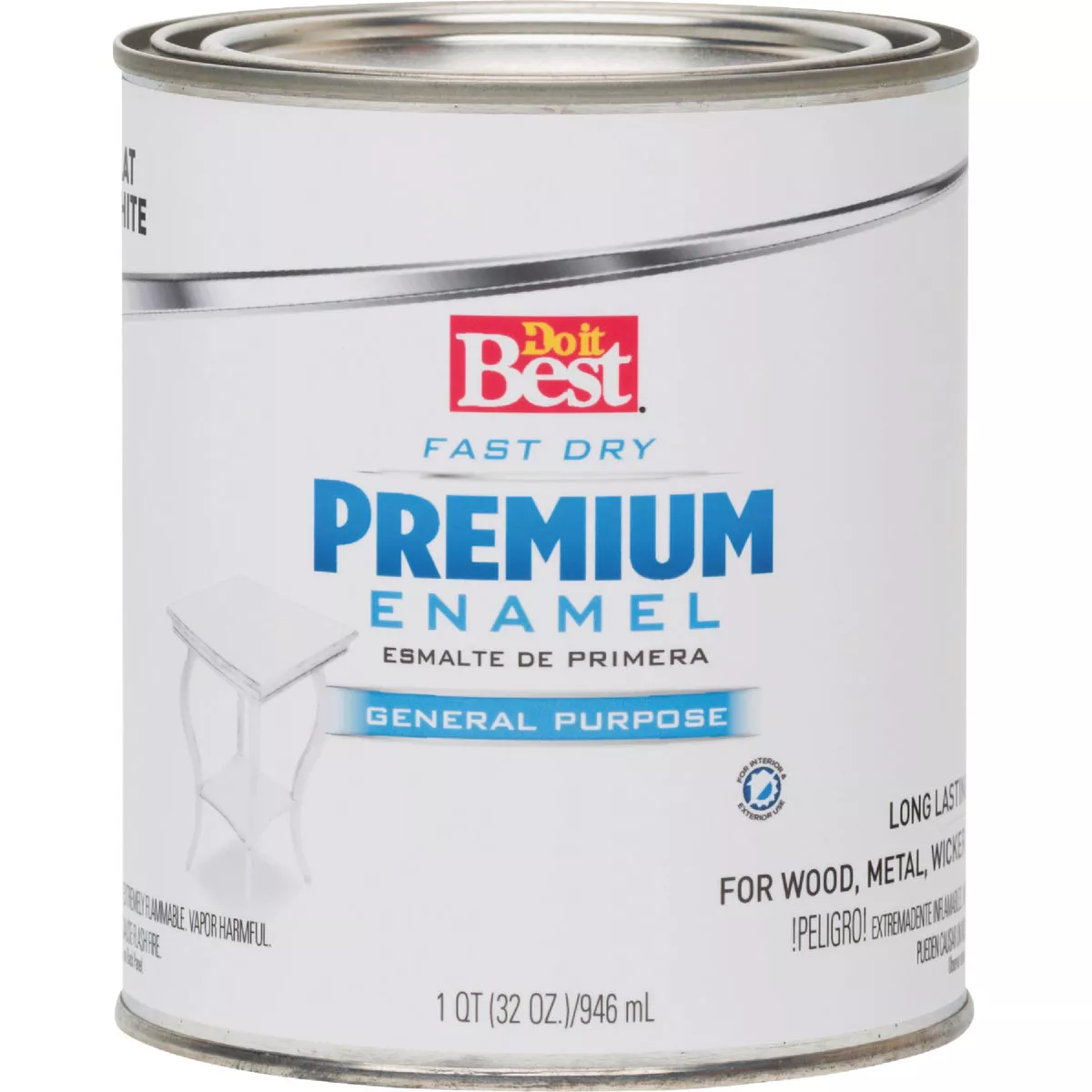 Do it Best Fast Dry Acrylic Latex Flat Premium Enamel, White, 1 Qt. - photo 2