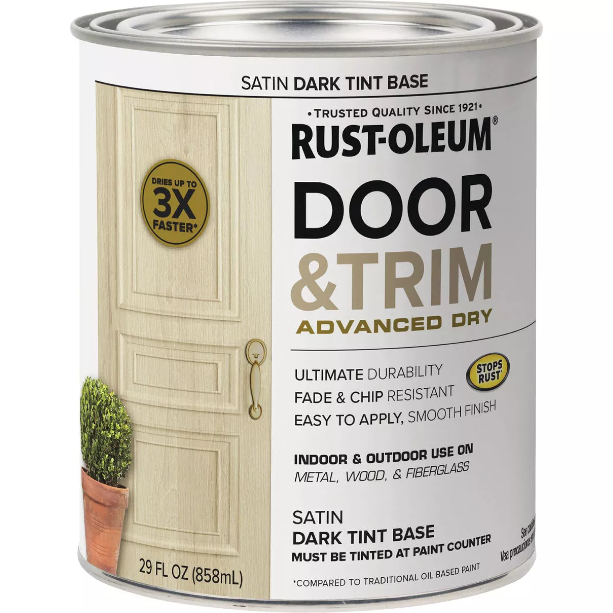 Rust-Oleum Stops Rust 1 Qt. Satin Dark Tint Base Door and Trim Paint - photo 2