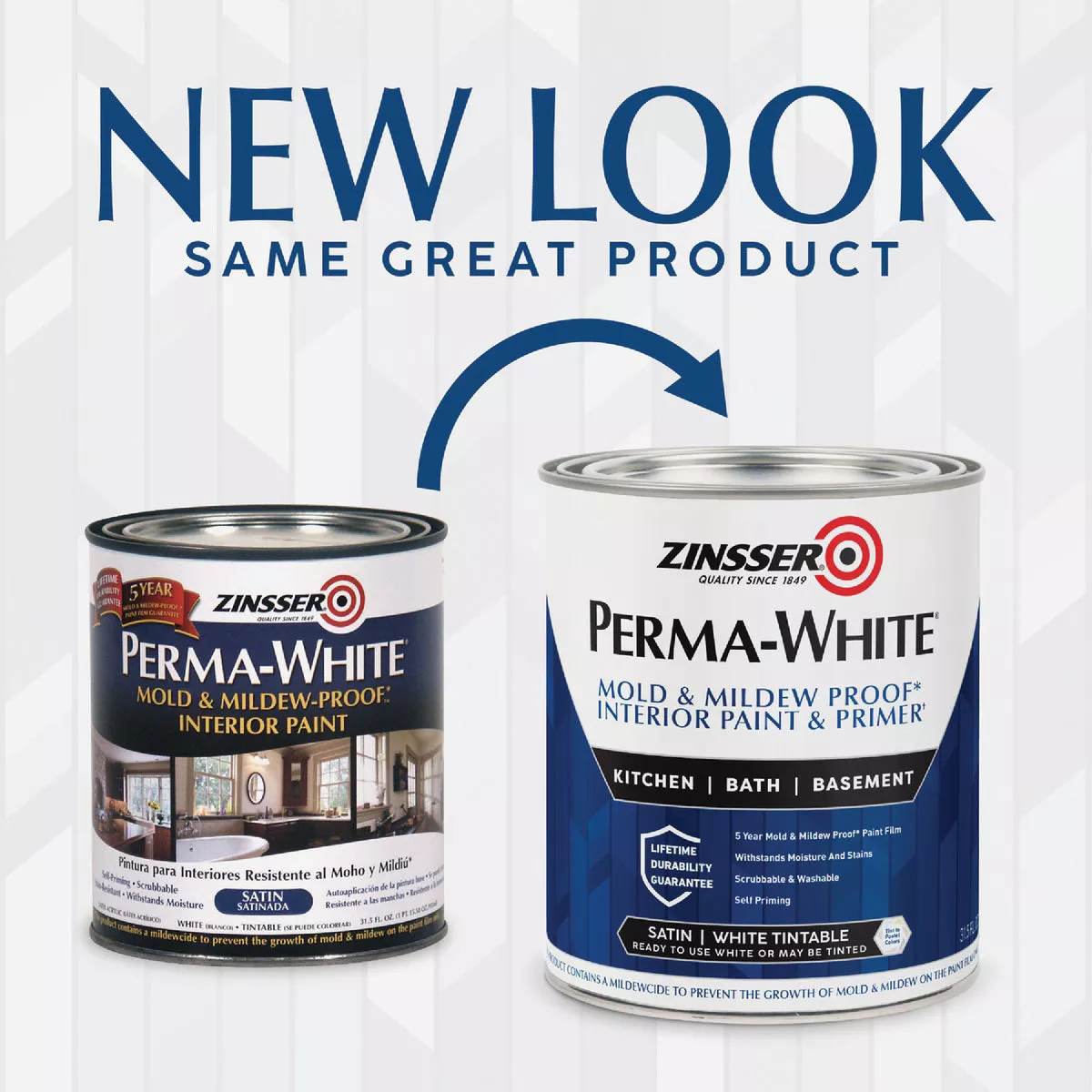 Zinsser Perma-White White-Tintable Satin Quart Mildew Paint - photo 2