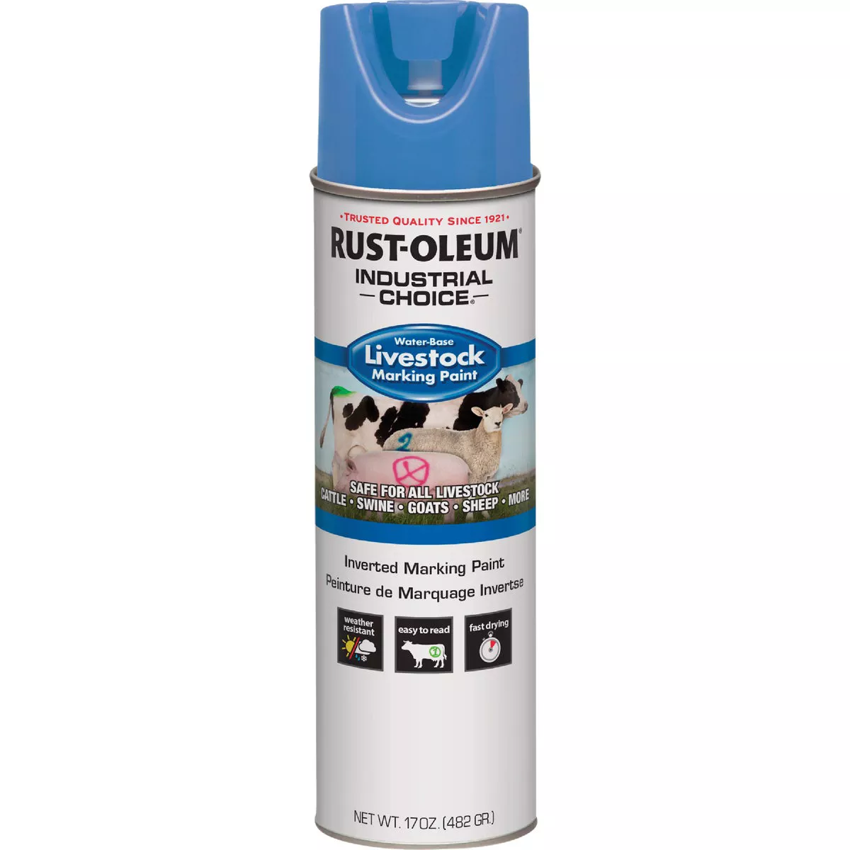 Rust-Oleum Industrial Choice 17 Oz. Fluorescent Blue Livestock Marking Paint