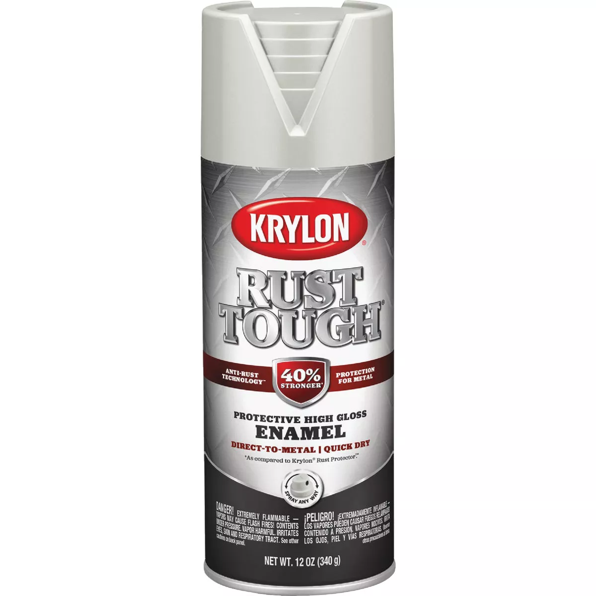Krylon Rust Tough 12 Oz. Gloss Alkyd Enamel Spray Paint, Light Gray - photo 2