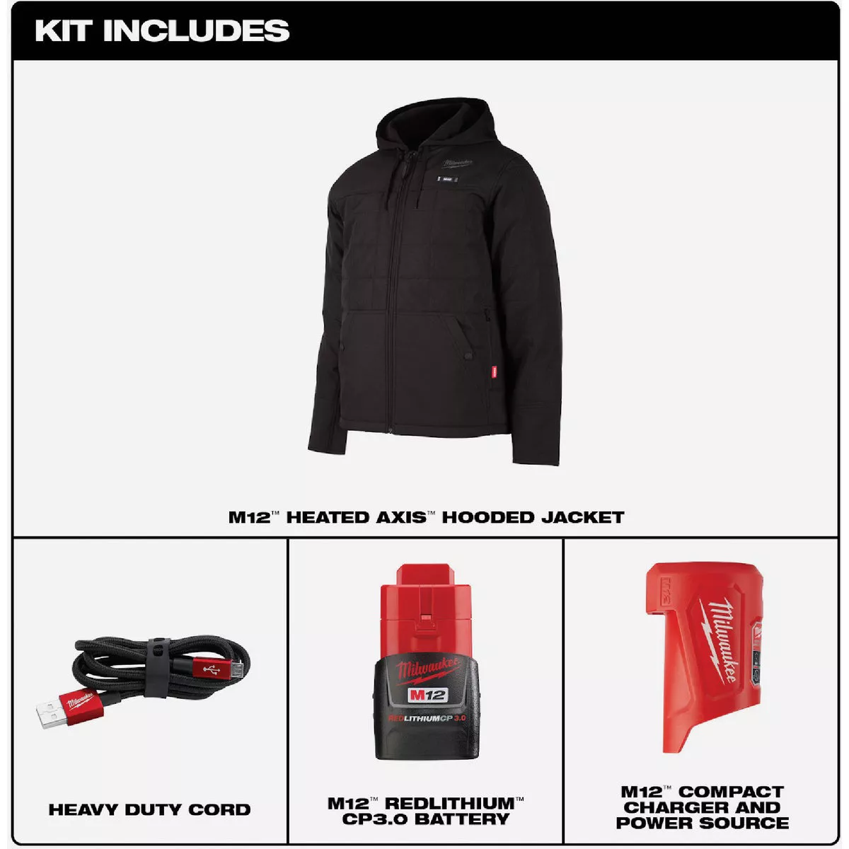 Milwaukee M12 AXIS Men's Gray Cordless Heated Jacket Kit, 2XL - photo 5