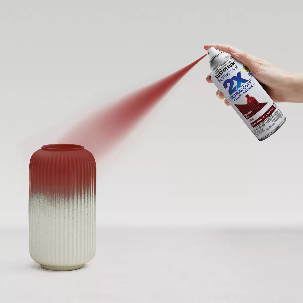 Rust-Oleum Painter's Touch 2X Ultra Cover 12 Oz. Satin Paint + Primer Spray Paint, Colonial Red - photo 5