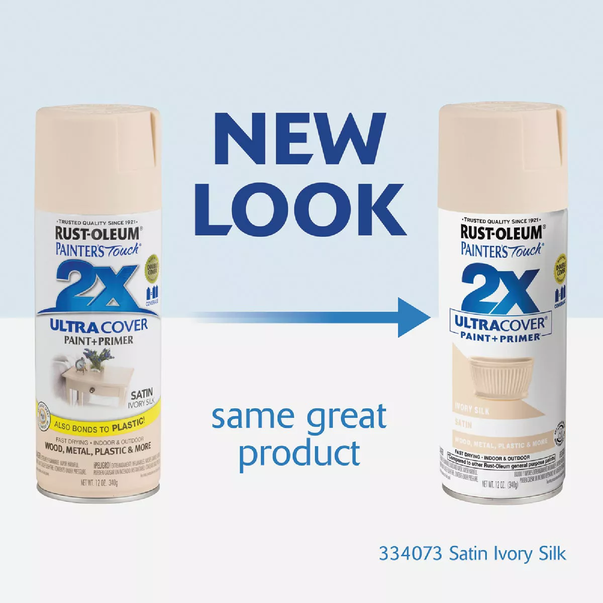 Rust-Oleum Painter's Touch 2X Ultra Cover 12 Oz. Satin Paint + Primer Spray Paint, Ivory Silk - photo 2