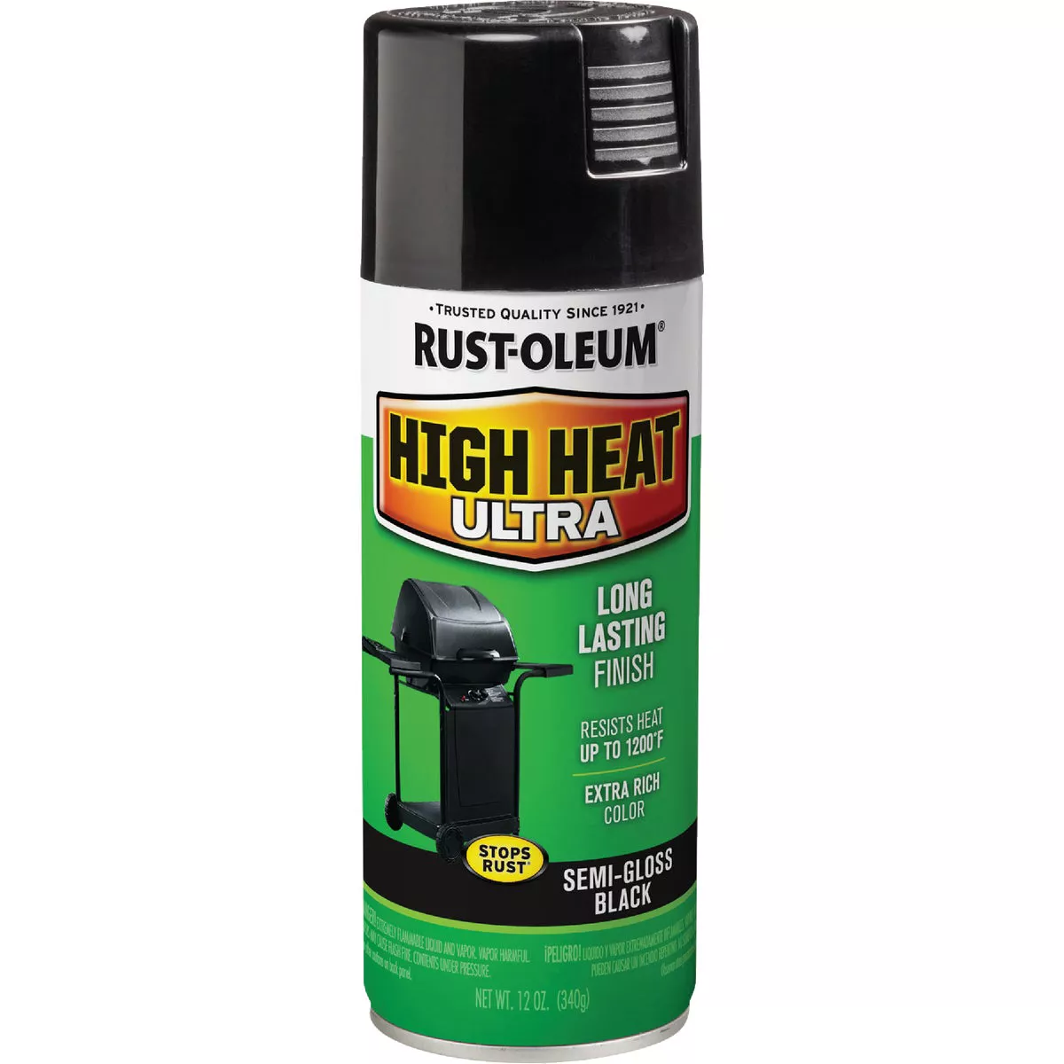 Rust-Oleum Semi-Gloss Ultra Black 12 Oz. High Heat Spray Paint - photo 2