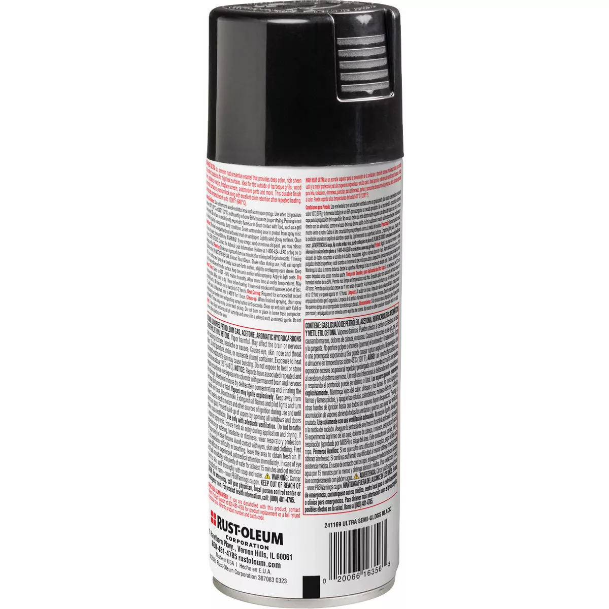 Rust-Oleum Semi-Gloss Ultra Black 12 Oz. High Heat Spray Paint - photo 3