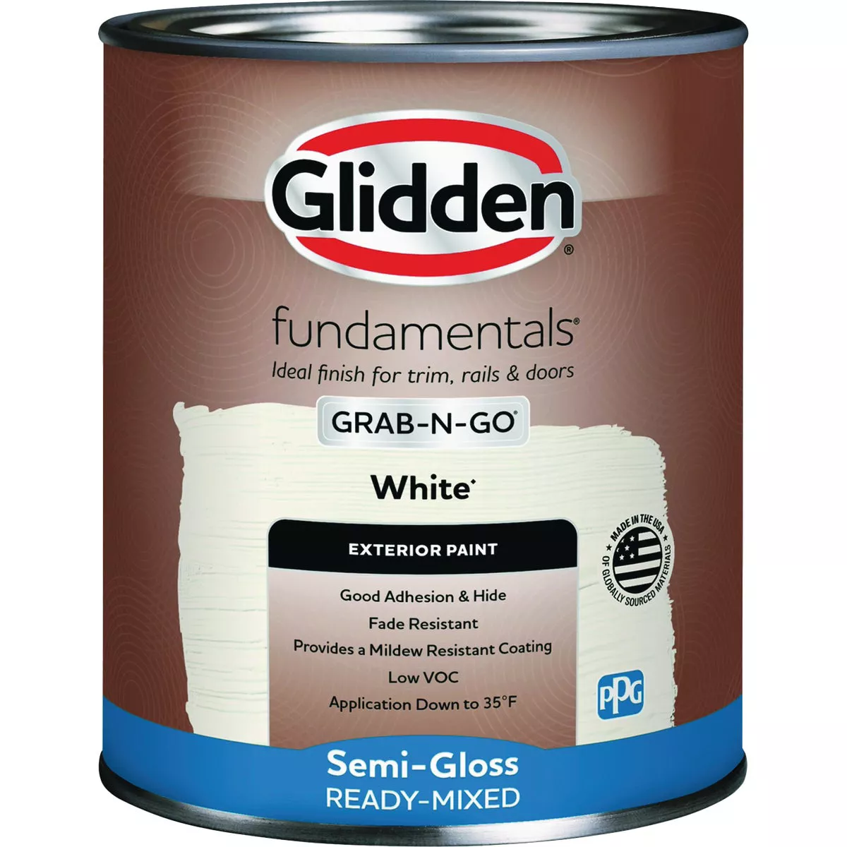 Glidden Fundamentals Exterior Grab-N-Go White Semi Gloss Quart
