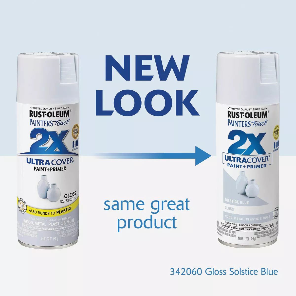 Rust-Oleum Painter's Touch 2X Ultra Cover 12 Oz. Gloss Paint + Primer Spray Paint, Solstice Blue - photo 2
