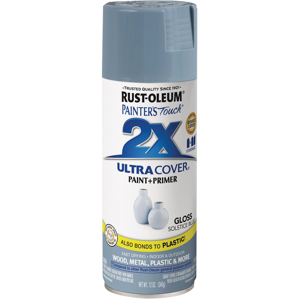 Rust-Oleum Painter's Touch 2X Spray Paint, Solstice Blue – 6-Pack, Fast-Drying Gloss Finish For Indoor/Outdoor Projects