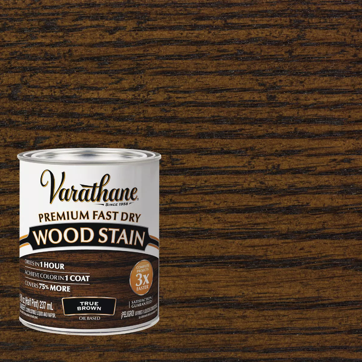 Varathane Fast Dry True Brown Urethane Modified Alkyd Interior Wood Stain, 1/2 Pt.