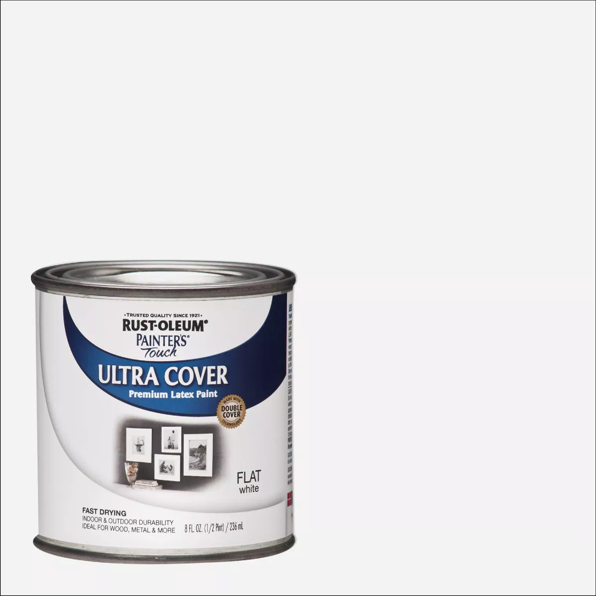 Rust-Oleum Painter's Touch 2X Ultra Cover Premium Latex Paint, Flat White, 1/2 Pt.