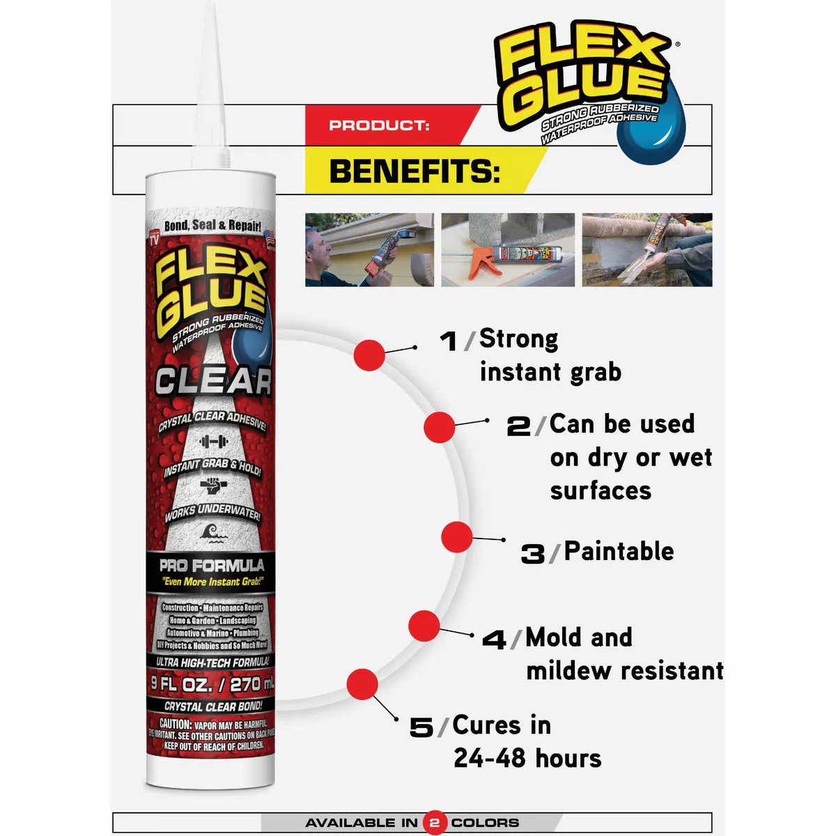 Flex Glue 9 Oz. Clear Multi-Purpose Adhesive - photo 5
