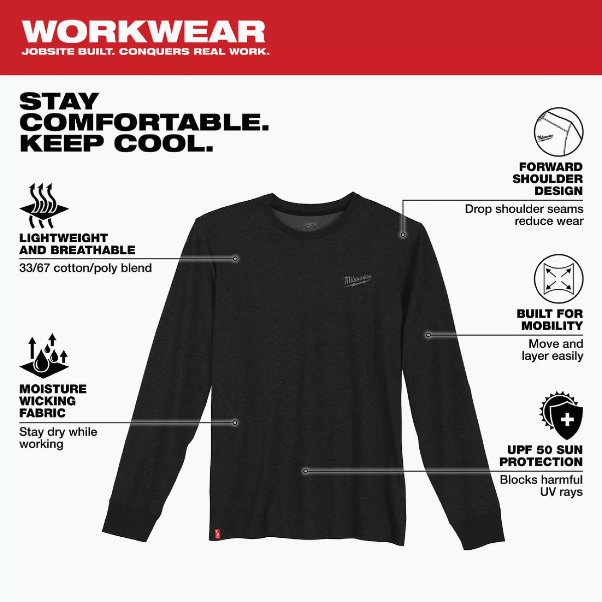 Milwaukee 2XL Black Long Sleeve Unisex Hybrid Work Shirt - photo 4