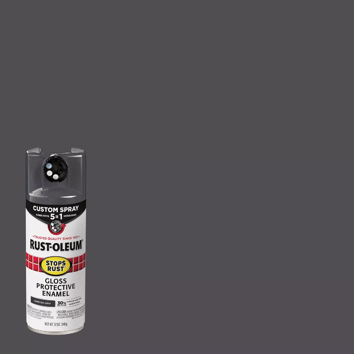 Rust-Oleum Stops Rust 12 Oz. Custom Spray 5 in 1 Gloss Spray Paint, Charcoal Gray