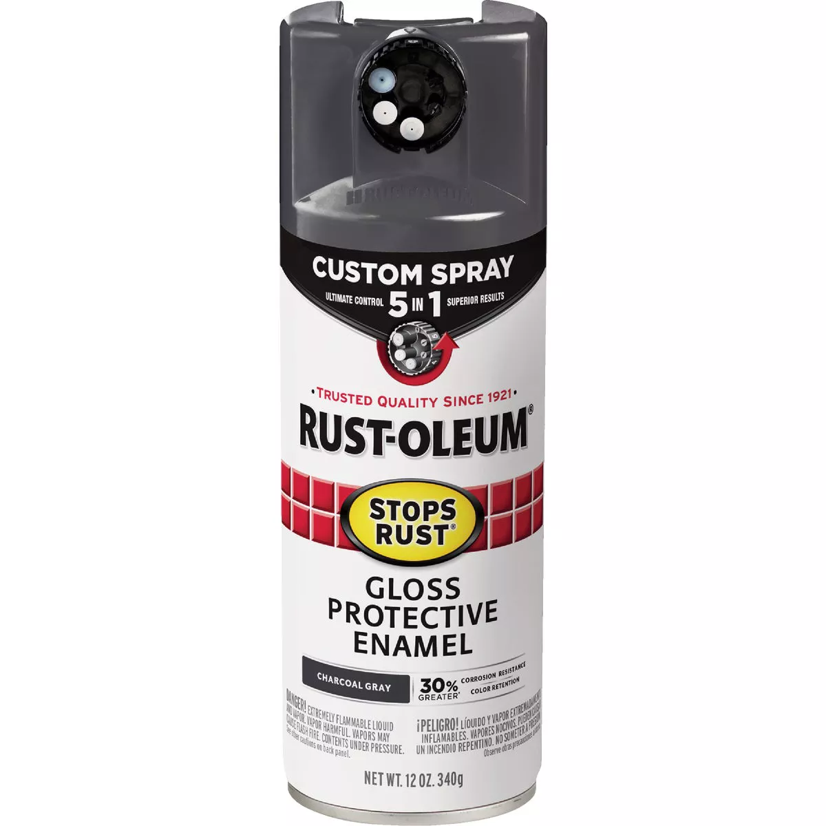 Rust-Oleum Stops Rust 12 Oz. Custom Spray 5 in 1 Gloss Spray Paint, Charcoal Gray - photo 2