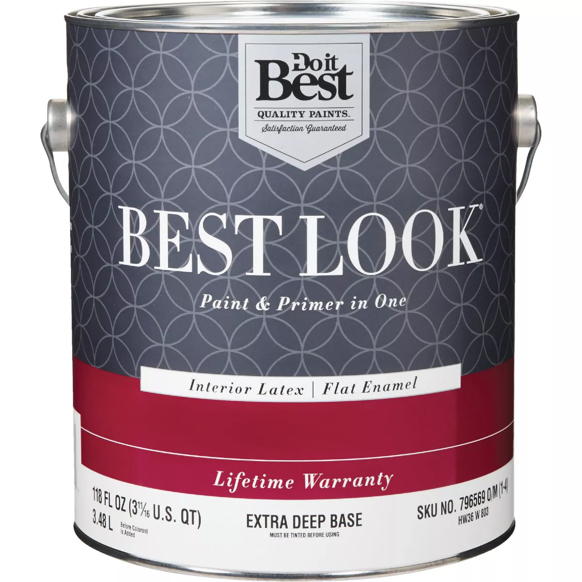 Best Look Latex Premium Paint & Primer In One Flat Enamel Interior Wall Paint, Extra Deep Base, 1 Gal.
