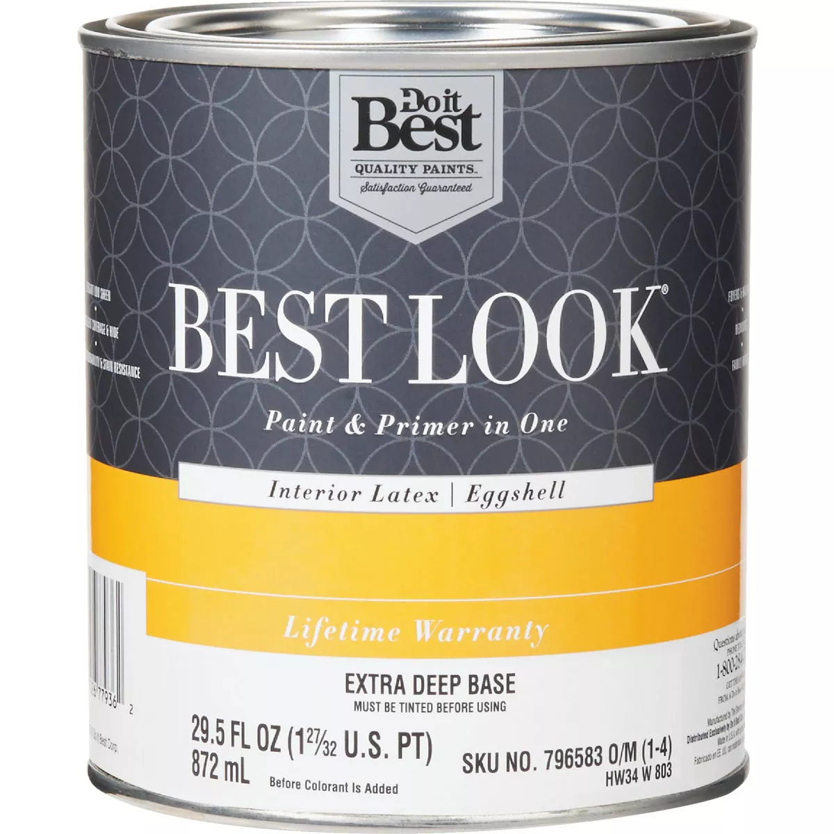Best Look Latex Premium Paint & Primer In One Eggshell Interior Wall Paint, Extra Deep Base, 1 Qt.