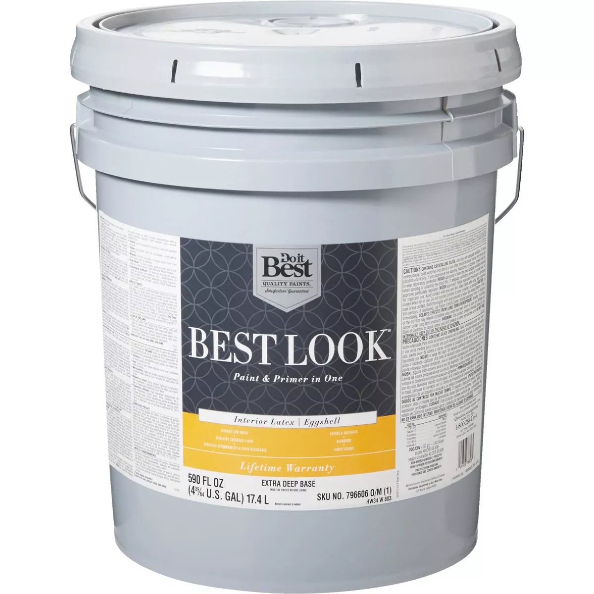 Best Look Latex Premium Paint & Primer In One Eggshell Interior Wall Paint, Extra Deep Base, 5 Gal.