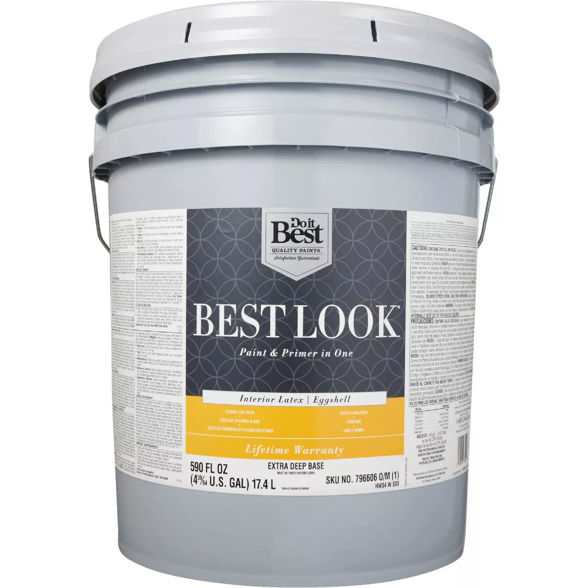 Best Look Latex Premium Paint & Primer In One Eggshell Interior Wall Paint, Extra Deep Base, 5 Gal. - photo 2