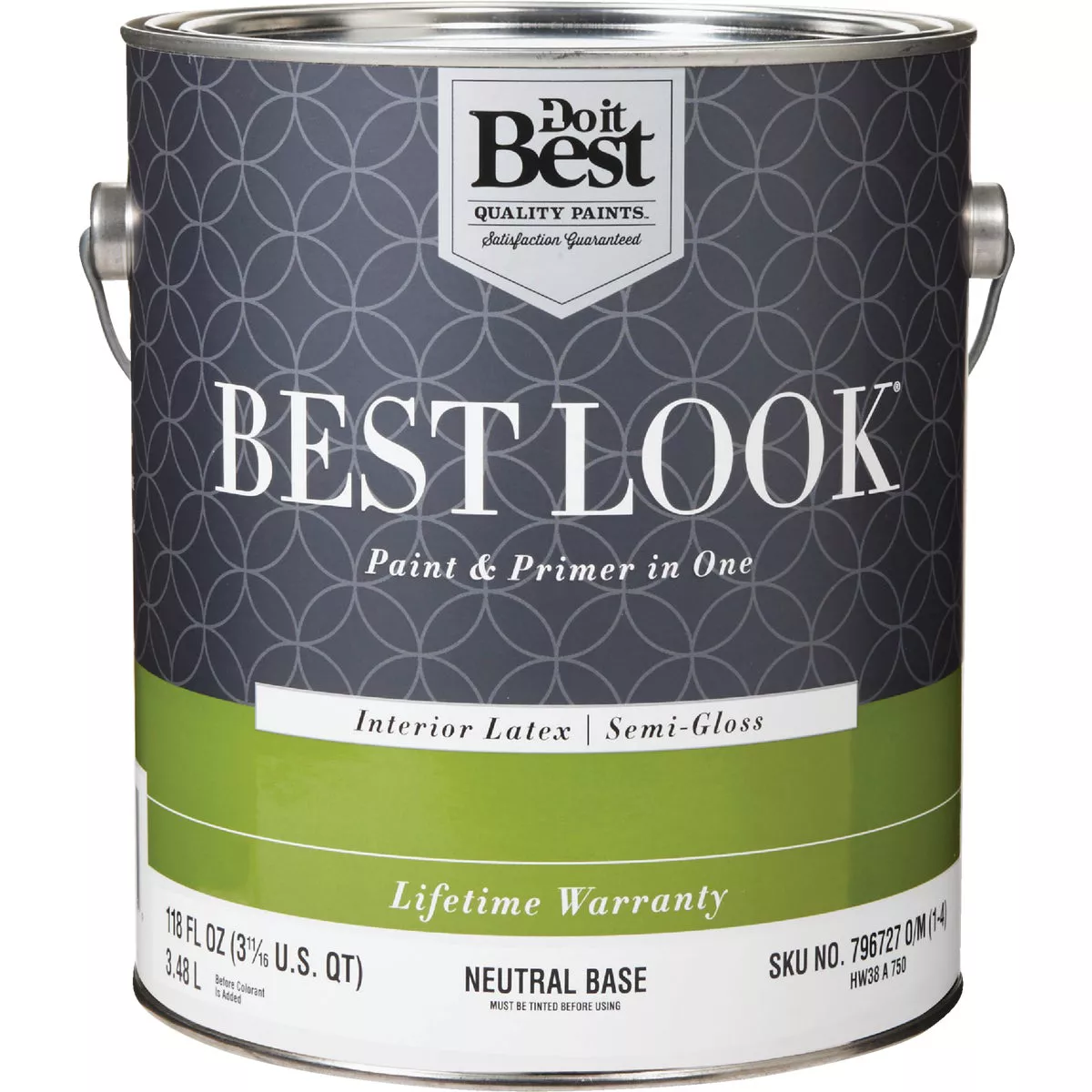 Best Look Latex Premium Paint & Primer In One Semi-Gloss Interior Wall Paint, Neutral Base, 1 Gal.