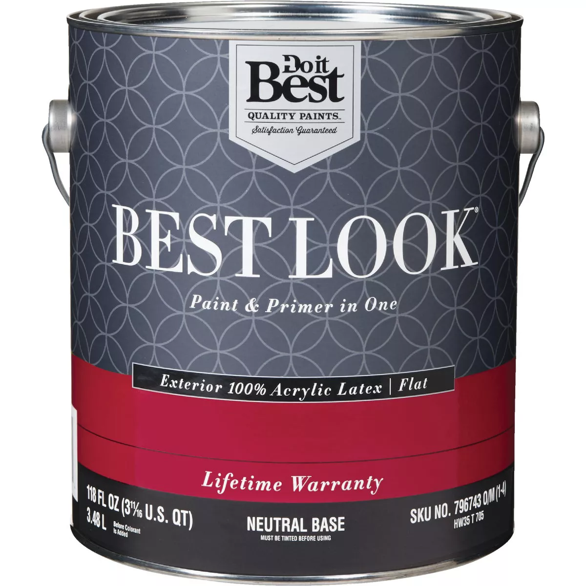 Best Look 100% Acrylic Latex Premium Paint & Primer In One Flat Exterior House Paint, Neutral Base, 1 Gal.