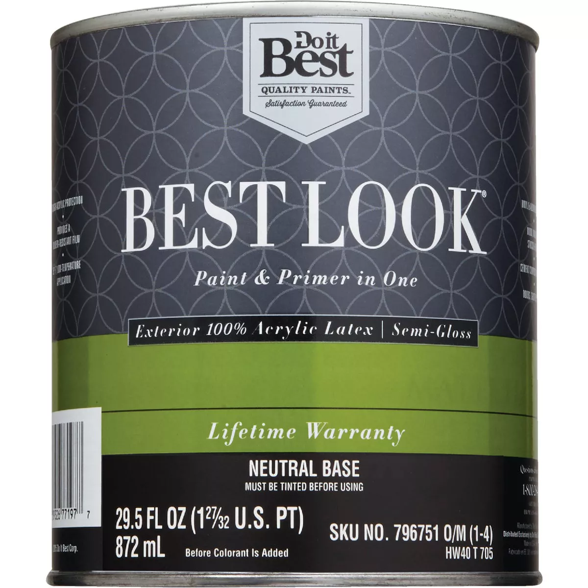 Best Look 100% Acrylic Latex Premium Paint & Primer In One Semi-Gloss Exterior House Paint, Neutral Base, 1 Qt. - photo 2
