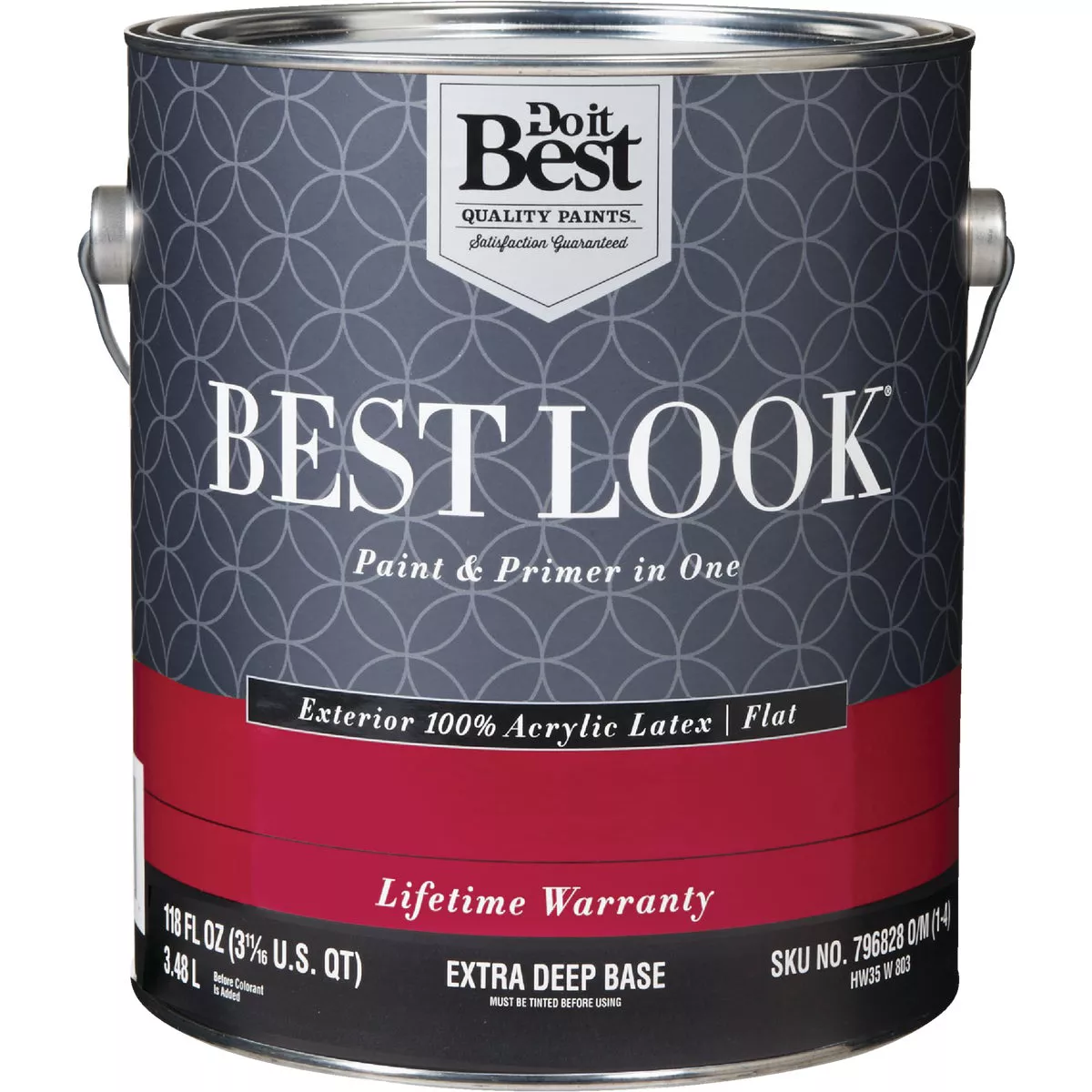 Best Look 100% Acrylic Latex Premium Paint & Primer In One Flat Exterior House Paint, Exra Deep Base, 1 Gal.