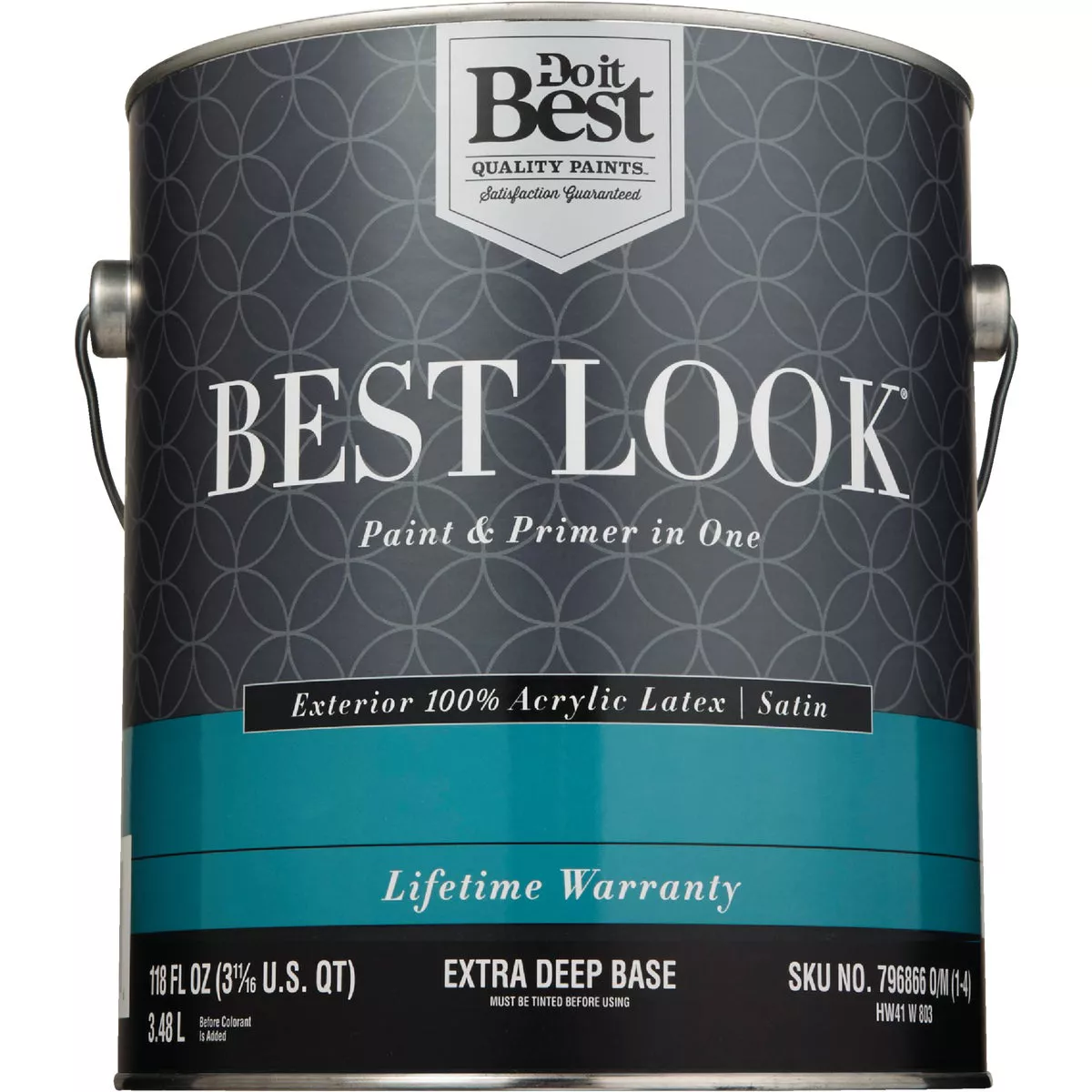 Best Look 100% Acrylic Latex Premium Paint & Primer In One Satin Exterior House Paint, Extra Deep Base, 1 Gal. - photo 2