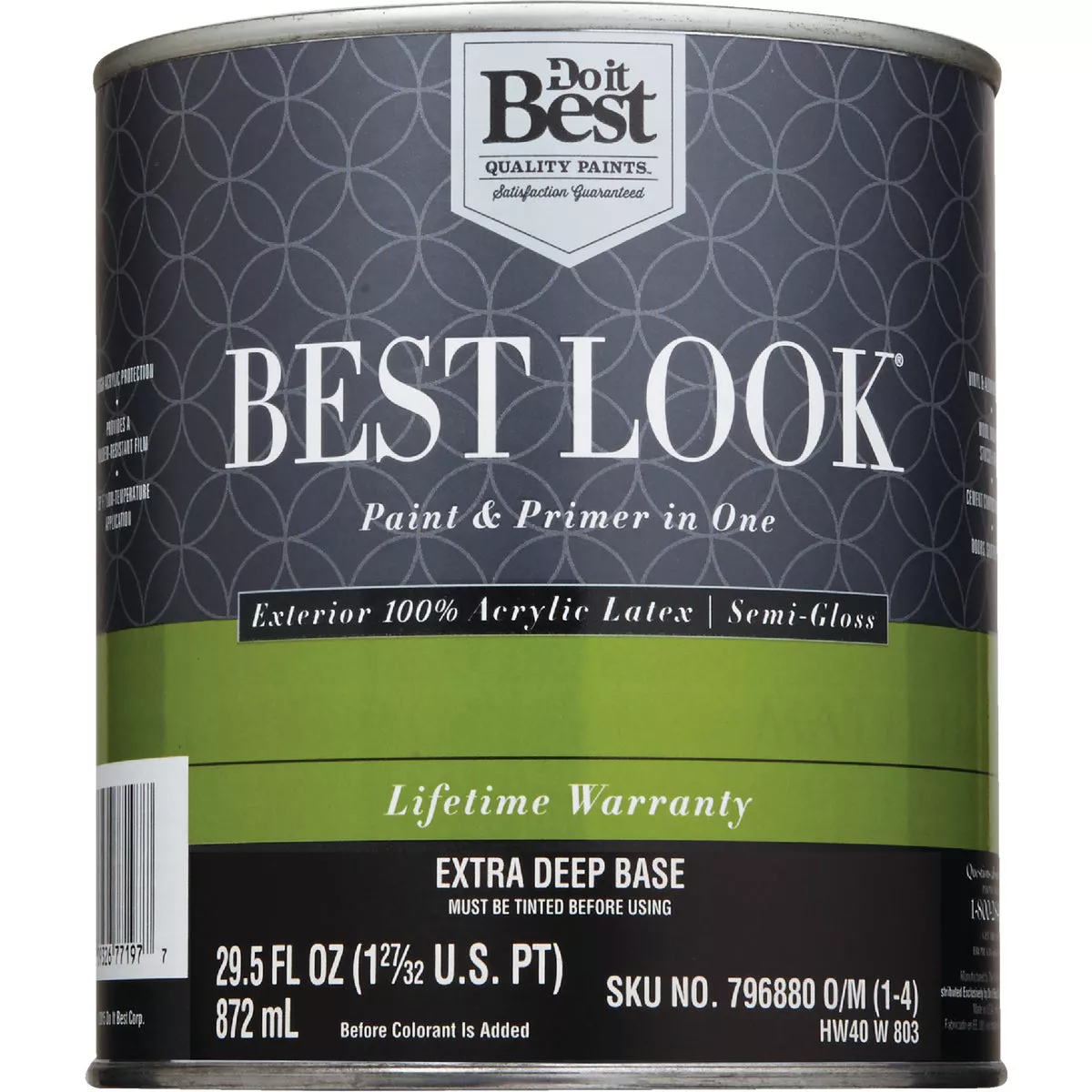 Best Look 100% Acrylic Latex Premium Paint & Primer In One Semi-Gloss Exterior House Paint, Extra Deep Base, 1 Qt. - photo 2