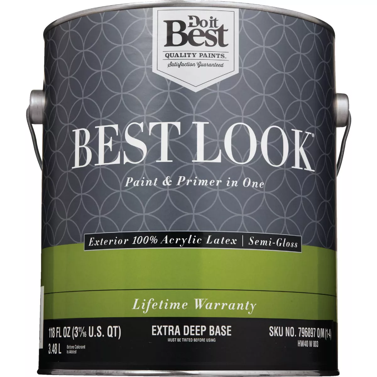 Best Look 100% Acrylic Latex Premium Paint & Primer In One Semi-Gloss Exterior House Paint, Extra Deep Base, 1 Gal. - photo 2