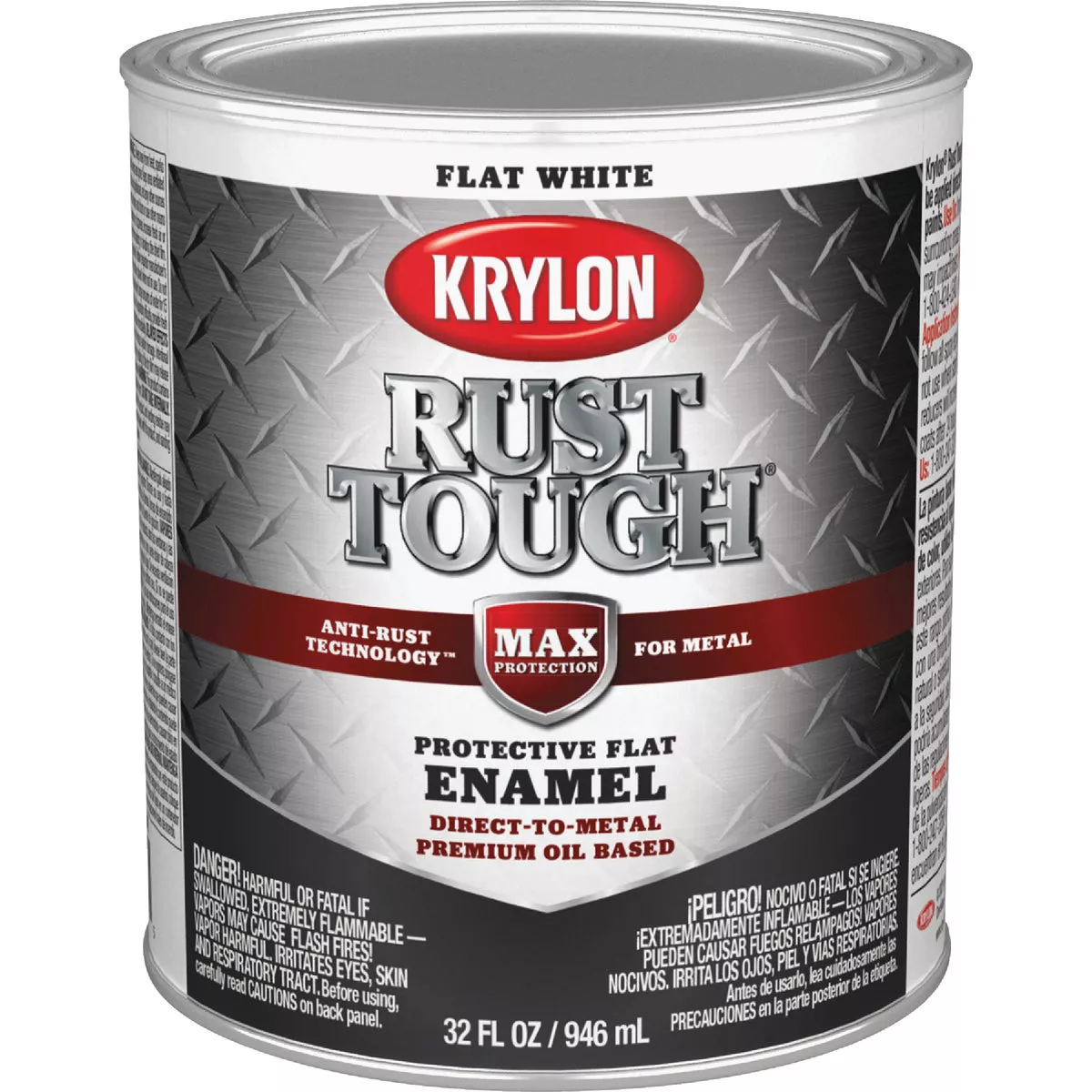 Krylon Rust Tough DTM Oil-Based Flat Rust Control Enamel, White, 1 Qt.