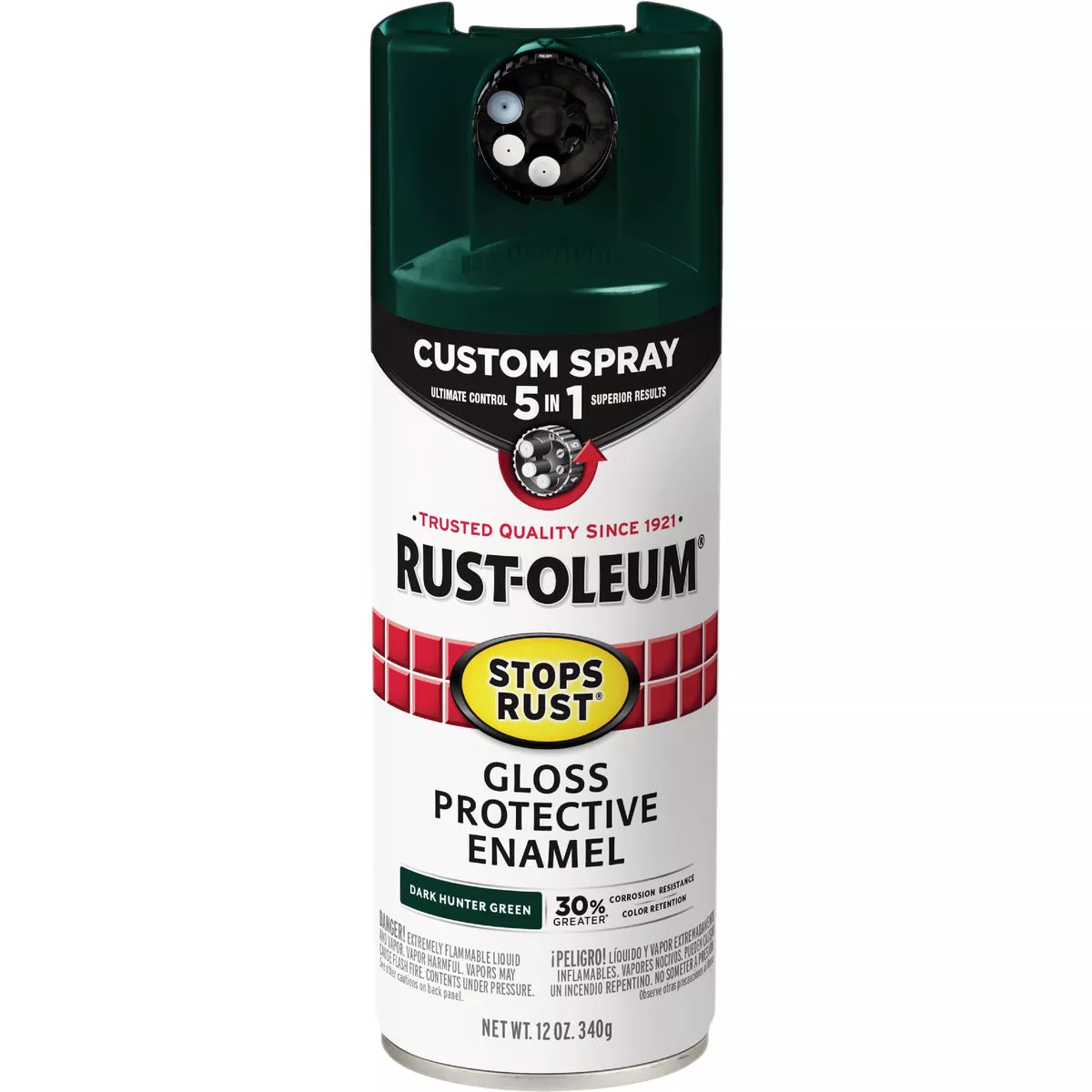 Rust-Oleum Stops Rust 12 Oz. Custom Spray 5 in 1 Gloss Spray Paint, Dark Hunter Green - photo 6