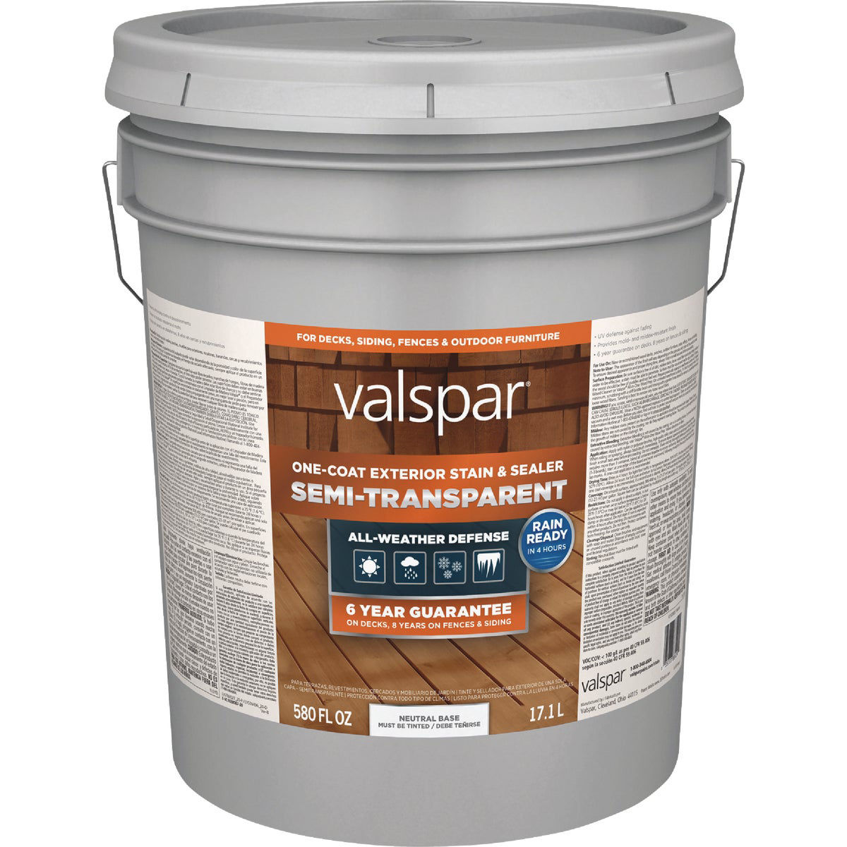 Valspar Semi Transparent Deck Stain, Neutral Tint Base, 5 Gal. Do it Best