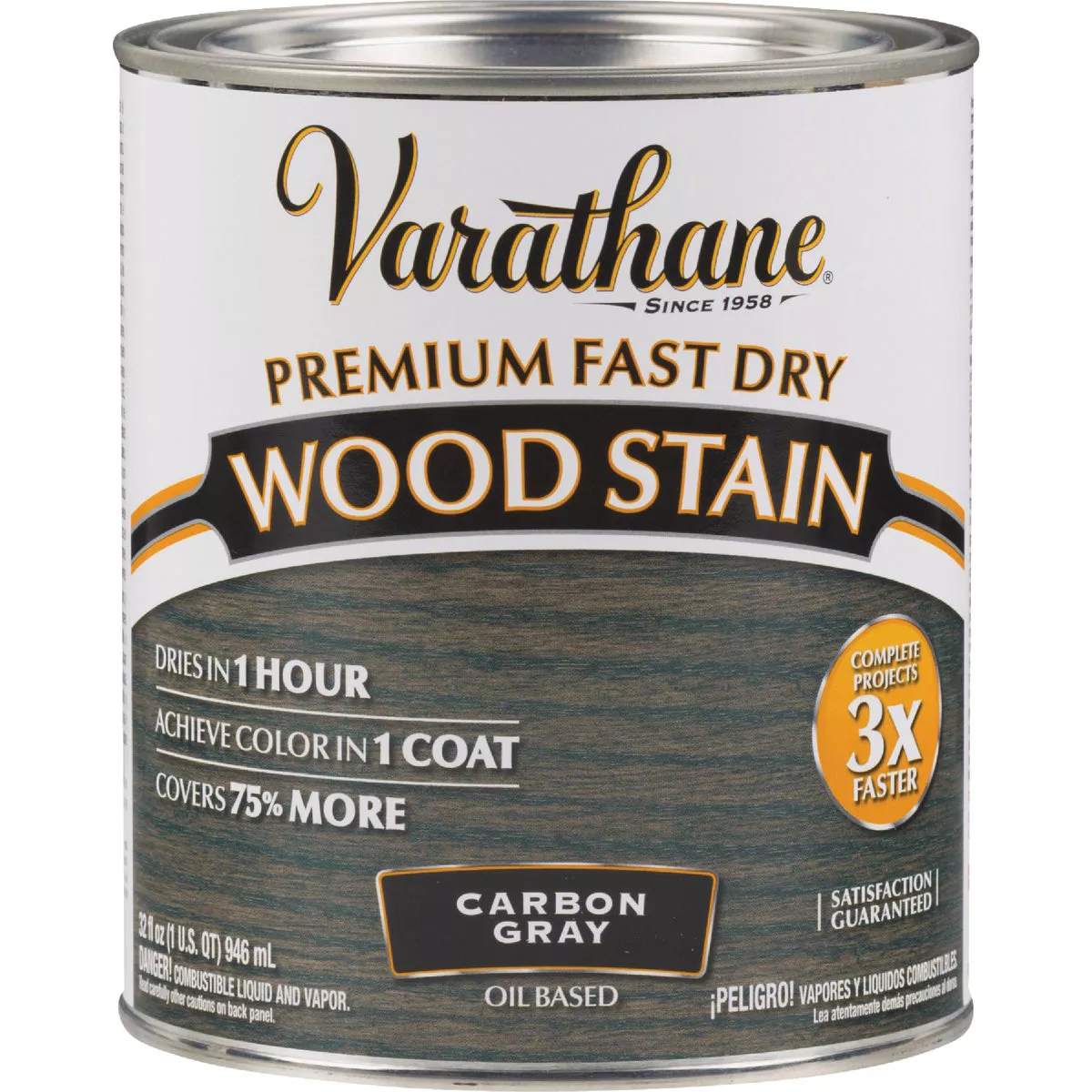 Varathane Fast Dry Carbon Gray Urethane Modified Alkyd Interior Wood Stain, 1 Qt. - photo 2