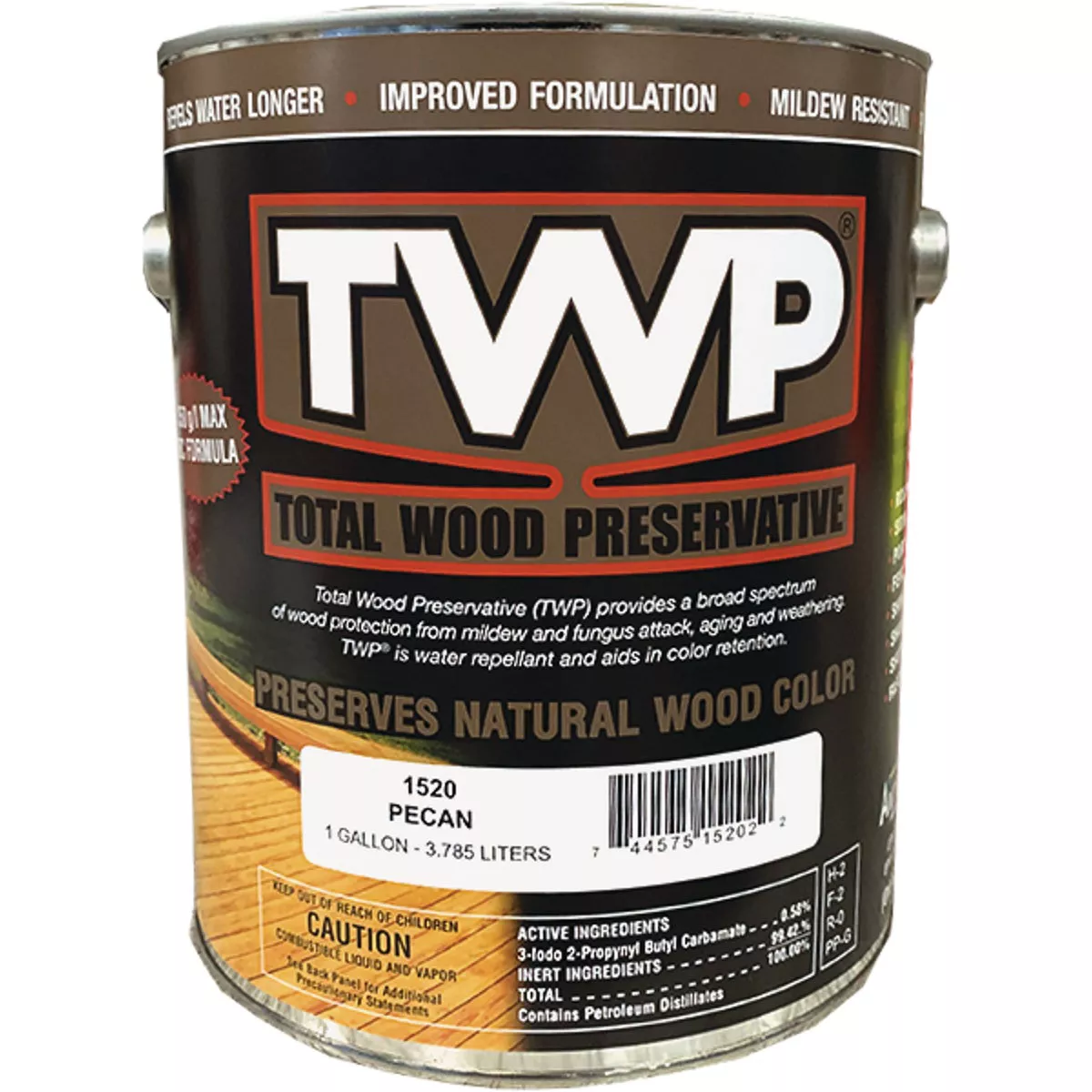 TWP 1500 Series Low VOC Wood Preservative Deck Stain, Pecan, 1 Gal.