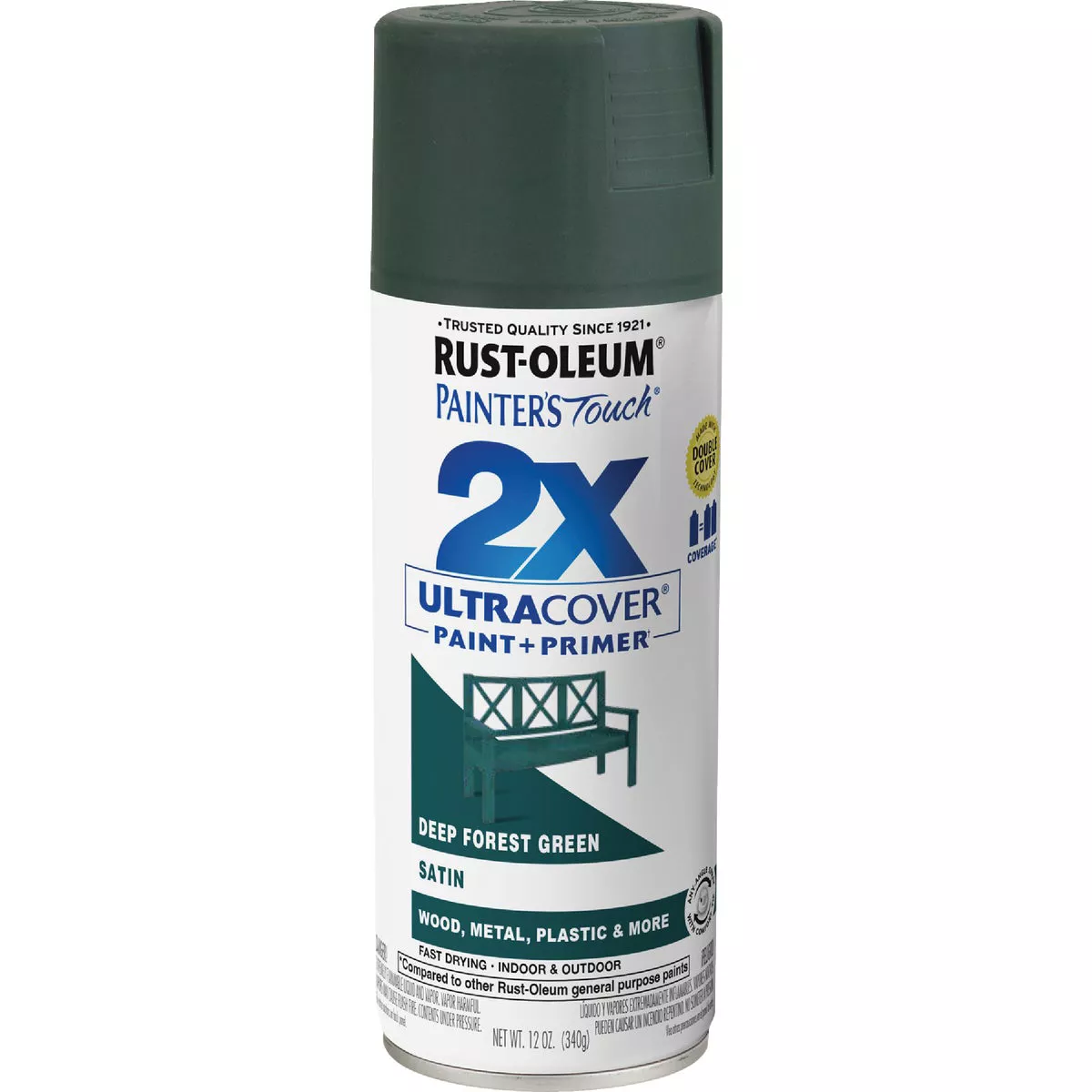 Rust-Oleum Painter's Touch 2X Ultra Cover 12 Oz. Deep Forest Satin Spray Paint - photo 3