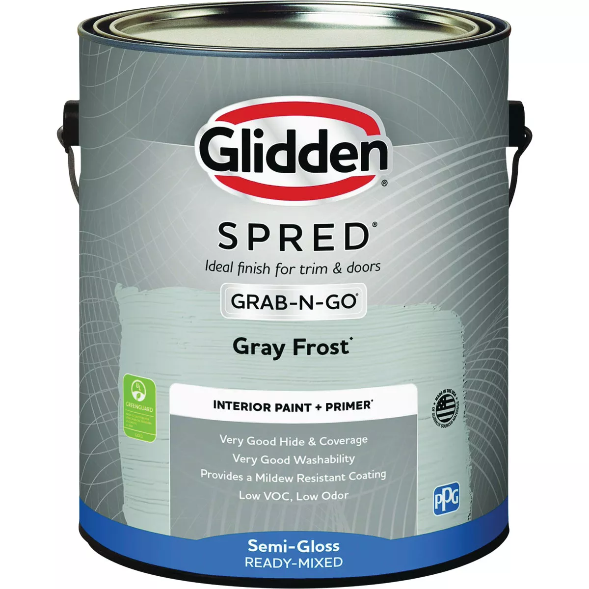 Glidden Spred Interior Grab-N-Go Paint + Primer Semi-Gloss Paint, Gray Frost, 1 Gal. - photo 2
