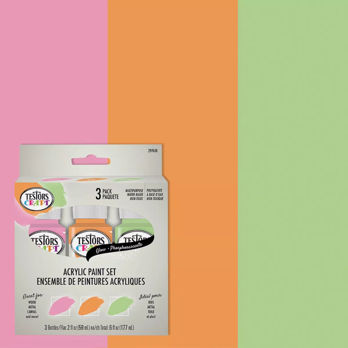 Testors Craft 2 Oz. Acrylic Glow Paint Kit (3-Pack)
