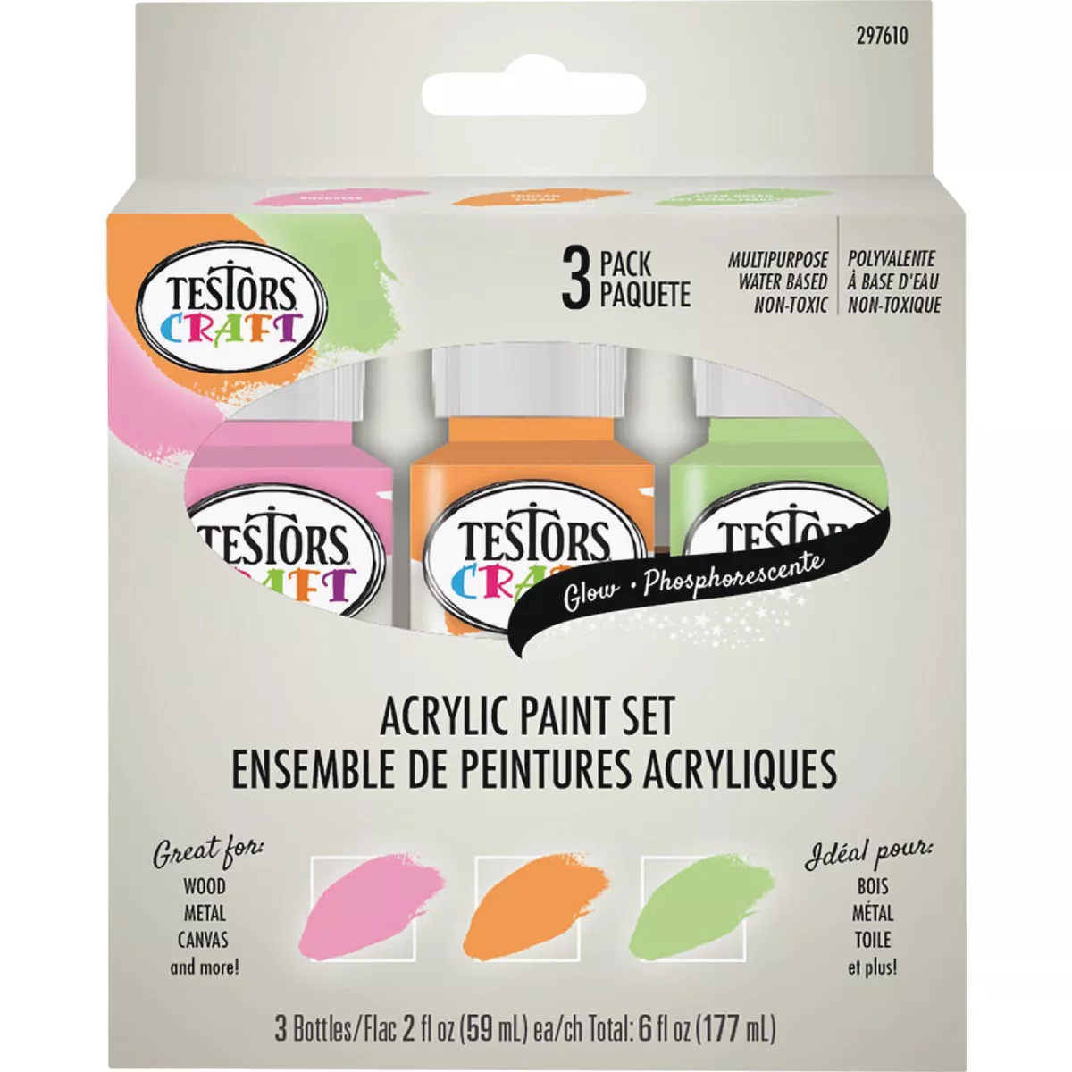 Testors Craft 2 Oz. Acrylic Glow Paint Kit (3-Pack) - photo 2