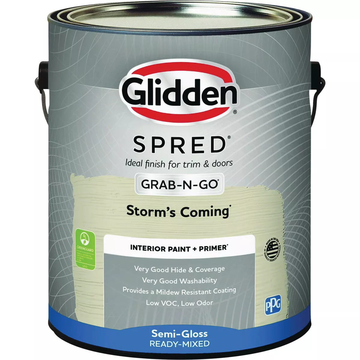 Glidden Spred Interior Grab-N-Go Paint + Primer Semi-Gloss Paint, Storm's Coming, 1 Gal. - photo 2