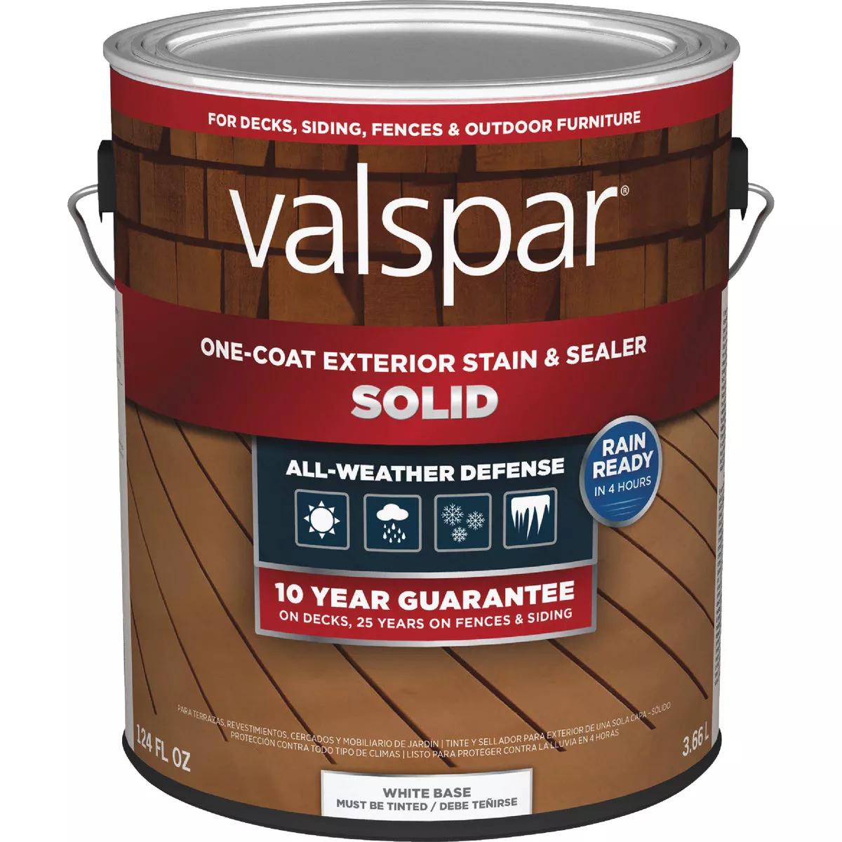 Valspar Solid Deck Stain, White Tint Base, 1 Gal.