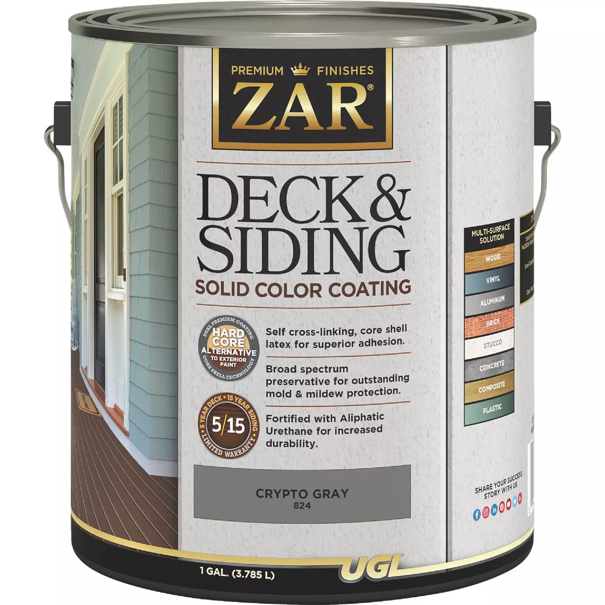 ZAR Solid Deck & Siding Coating, Crypto Gray, 1 Gal. | Do it Best