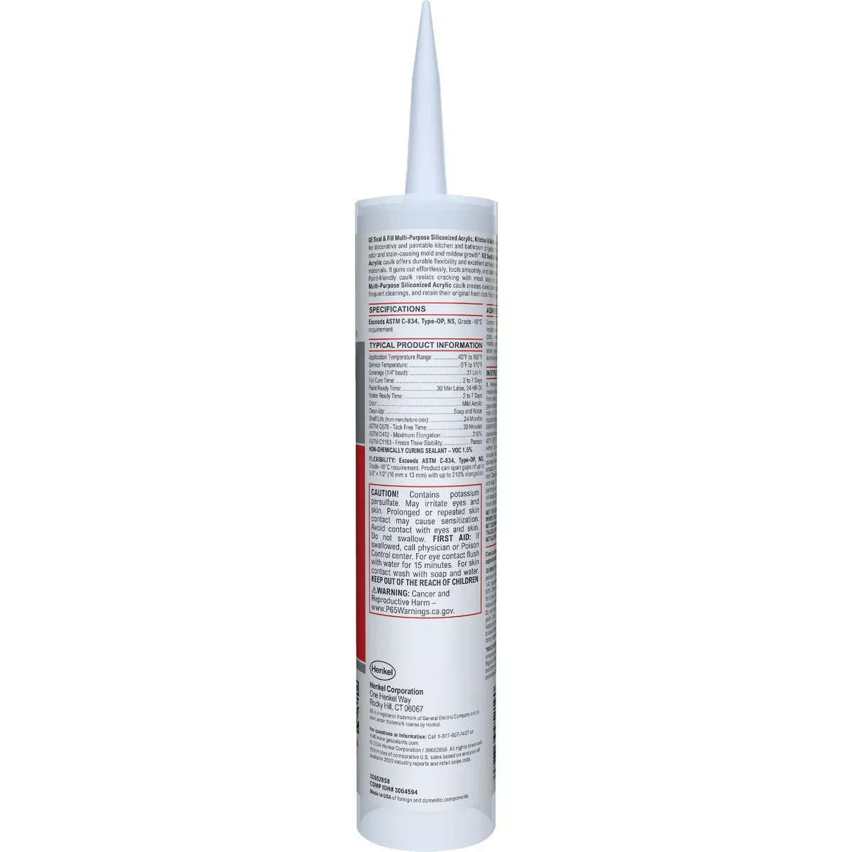 GE Siliconized Acrylic Multipurpose Kitchen & Bath Sealant, Clear, 10 Oz. Cartridge - photo 2