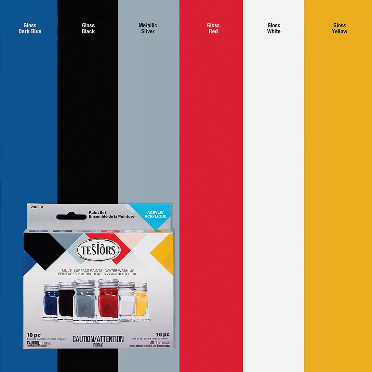 Testors Acrylic Paint Set (Blue, Black, Silver, Red, White, Yellow) - photo 4