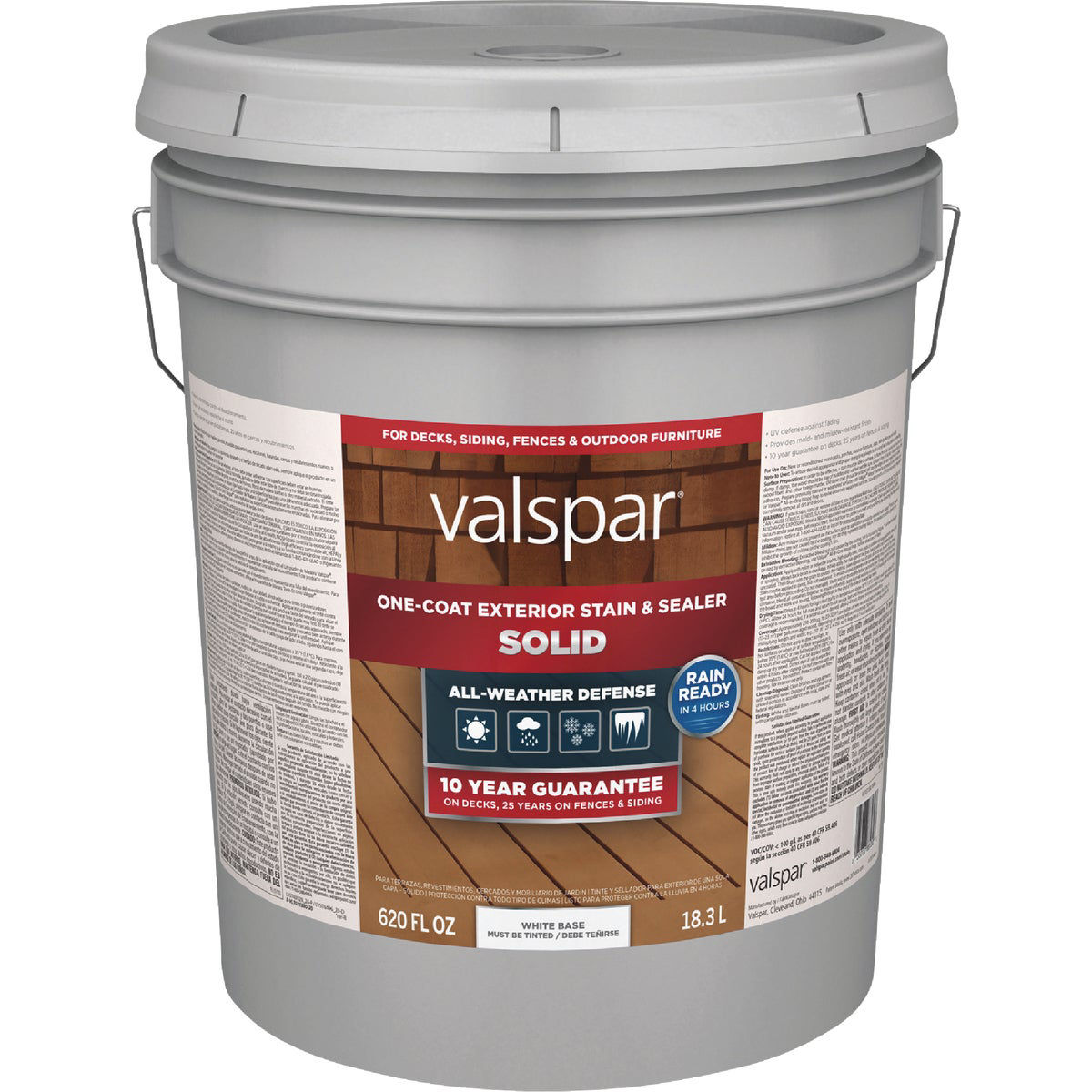 Valspar Solid Deck Stain, White Tint Base, 5 Gal. Do it Best