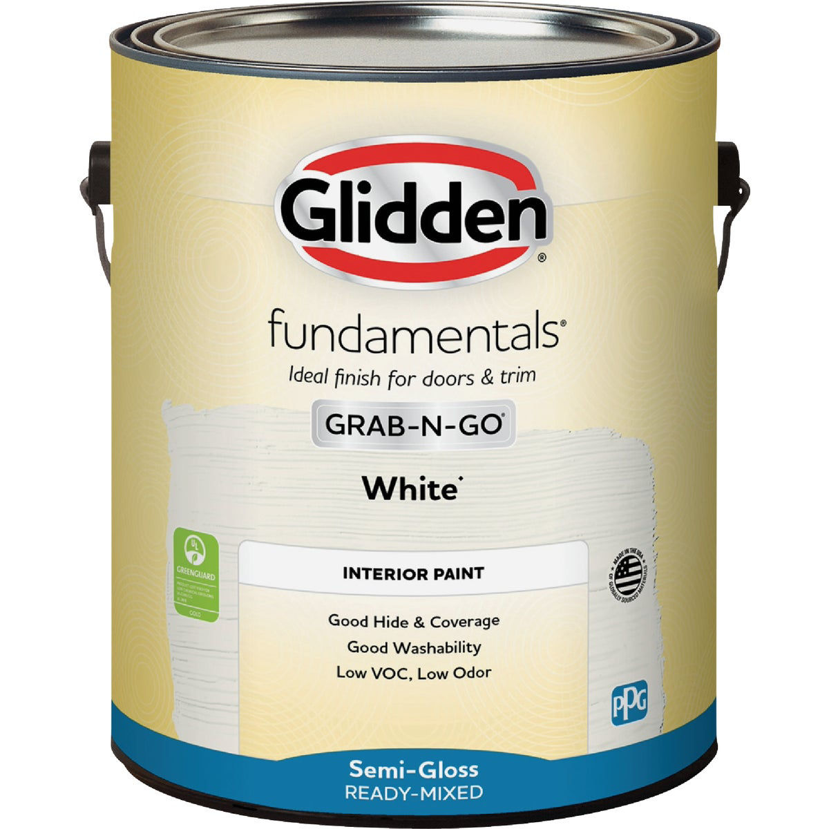 Glidden Fundamentals Interior Paint Commercial White / White, Semi-Gloss, 5  Gallons 