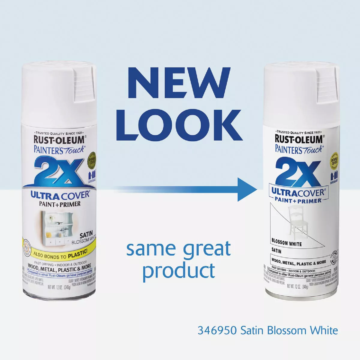 Rust-Oleum Painter's Touch 2X Ultra Cover 12 Oz. Satin Paint + Primer Spray Paint, Blossom White - photo 2