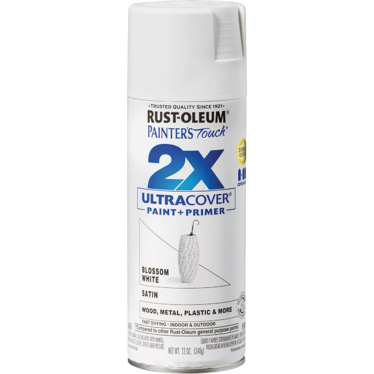 Rust-Oleum Painter's Touch 2X Ultra Cover 12 Oz. Satin Paint + Primer Spray Paint, Blossom White - photo 9