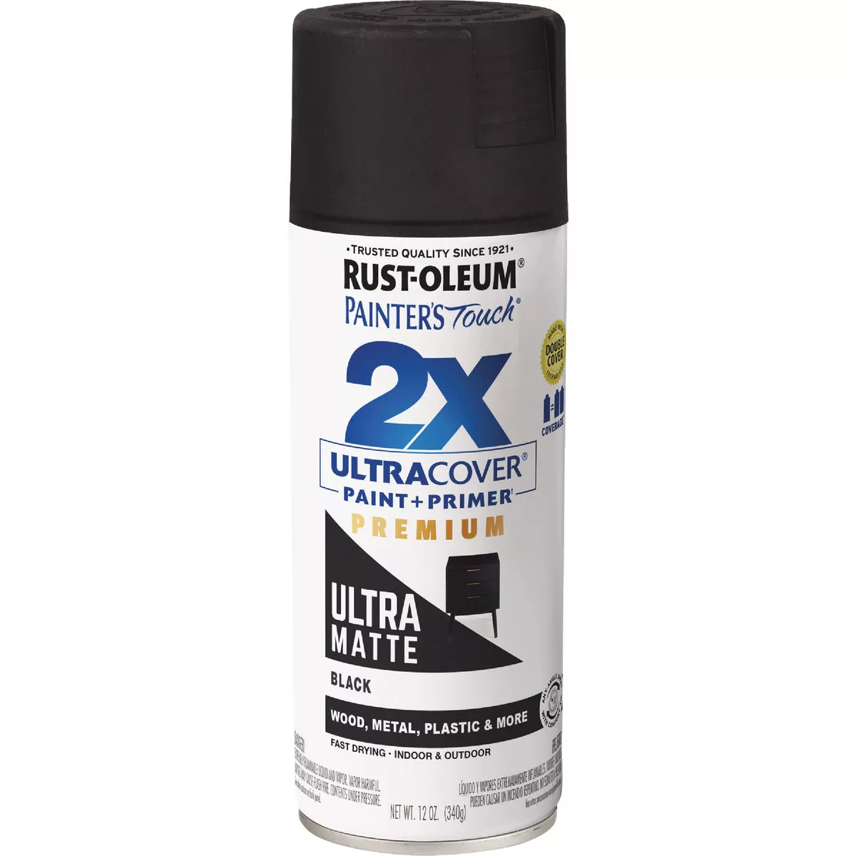 Rust-Oleum Painter's Touch 2X Ultra Cover 12 Oz. Ultra Matte Paint + Primer Spray Paint, Black - photo 6
