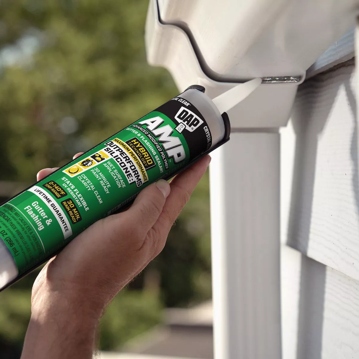 DAP AMP 9 Oz. Advanced Modified Polymer Gutter and Flashing Sealant, Crystal Clear - photo 2